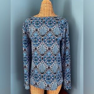 LOFT Tunic. Size M. Blue, black & pink. Polyester. Machine wash.